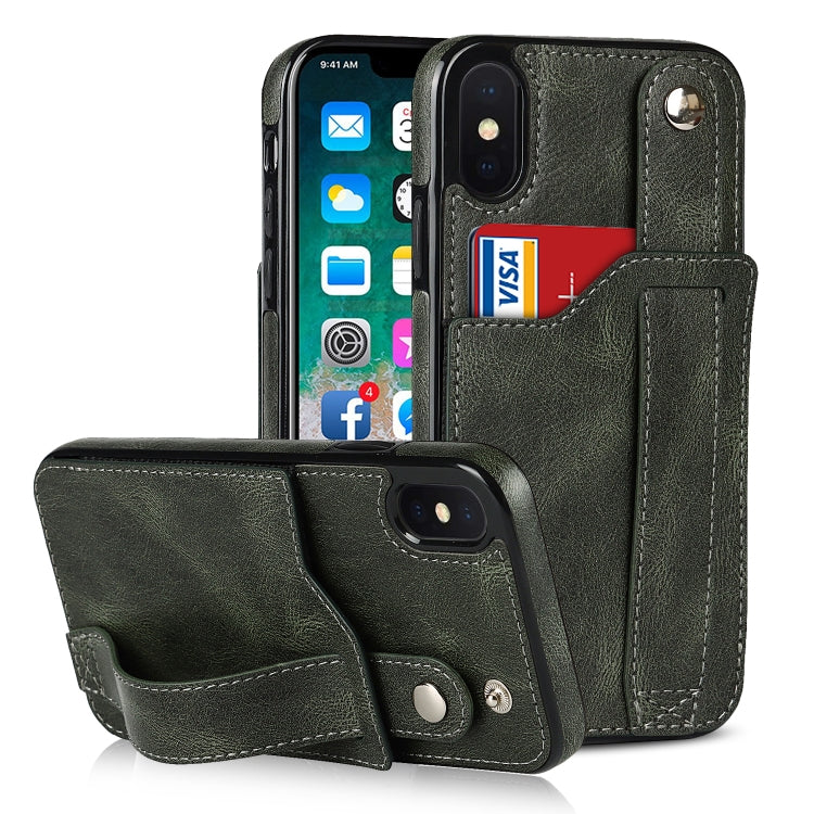Crazy Horse Texture Shockproof TPU + PU Leather Case with Card Slot & Wrist Strap Holder, For iPhone 11 Pro Max, For iPhone X / XS, For iPhone XR