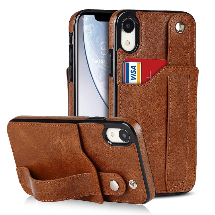 Crazy Horse Texture Shockproof TPU + PU Leather Case with Card Slot & Wrist Strap Holder, For iPhone 11 Pro Max, For iPhone X / XS, For iPhone XR