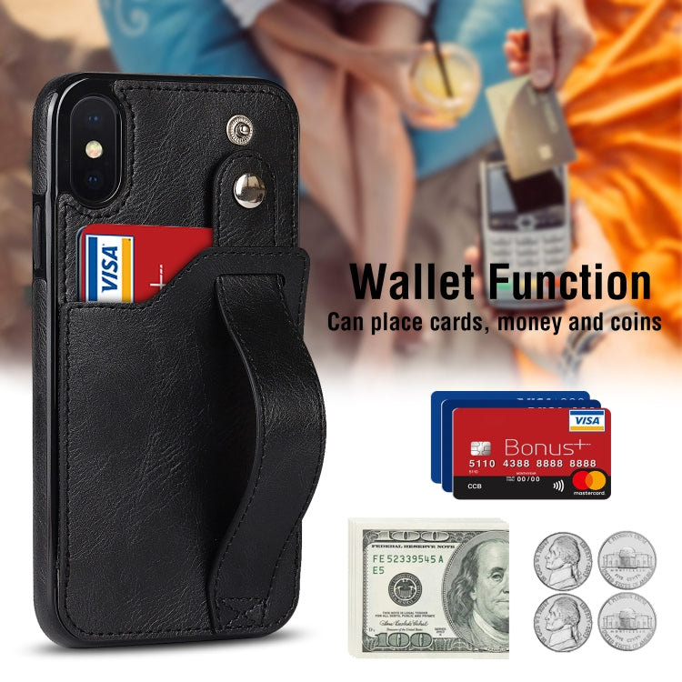 Crazy Horse Texture Shockproof TPU + PU Leather Case with Card Slot & Wrist Strap Holder, For iPhone XS Max, For  iPhone SE 2022 / SE 2020 / 7 / 8, For iPhone 7 Plus / 8 Plus