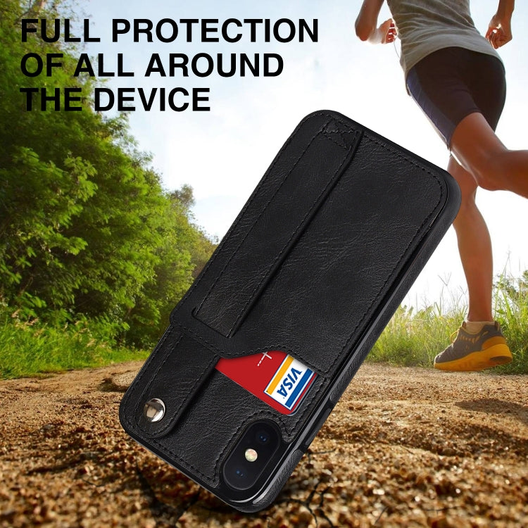 Crazy Horse Texture Shockproof TPU + PU Leather Case with Card Slot & Wrist Strap Holder, For iPhone XS Max, For  iPhone SE 2022 / SE 2020 / 7 / 8, For iPhone 7 Plus / 8 Plus