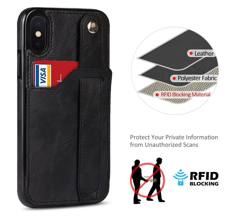 Crazy Horse Texture Shockproof TPU + PU Leather Case with Card Slot & Wrist Strap Holder, For iPhone XS Max, For  iPhone SE 2022 / SE 2020 / 7 / 8, For iPhone 7 Plus / 8 Plus