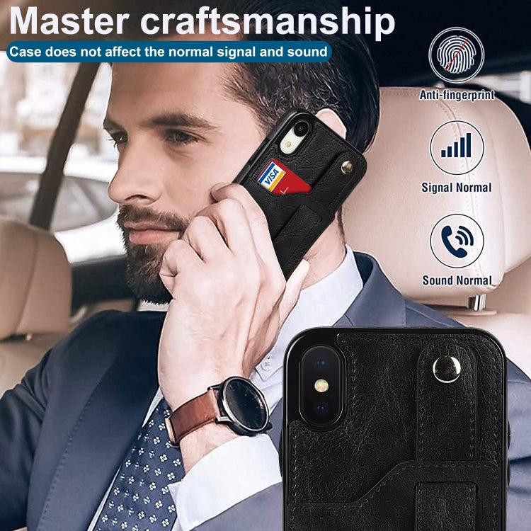 Crazy Horse Texture Shockproof TPU + PU Leather Case with Card Slot & Wrist Strap Holder, For iPhone XS Max, For  iPhone SE 2022 / SE 2020 / 7 / 8, For iPhone 7 Plus / 8 Plus