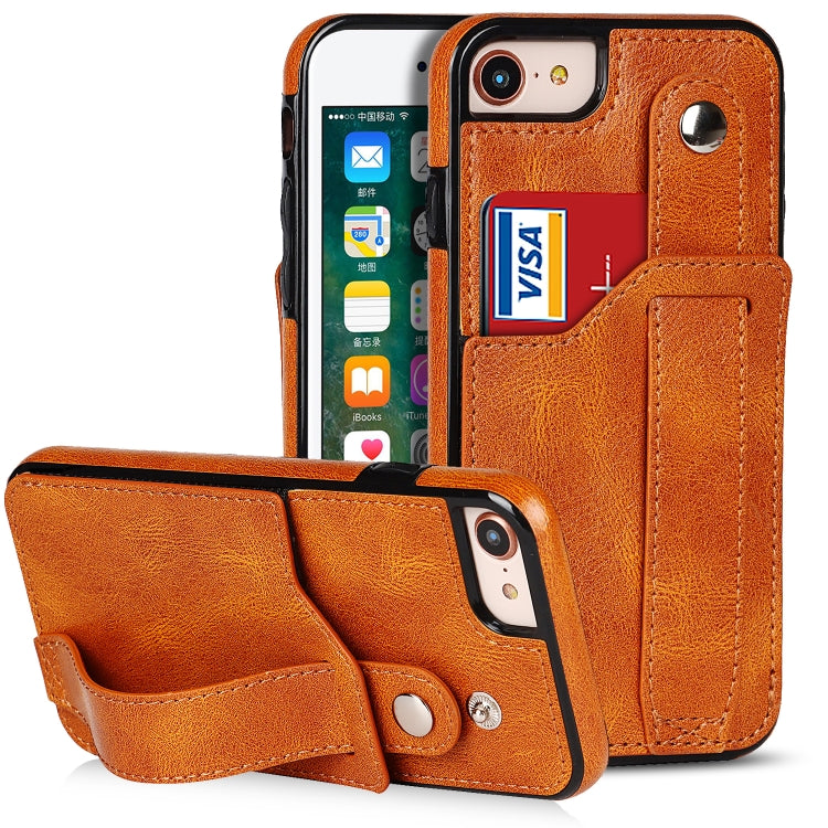 Crazy Horse Texture Shockproof TPU + PU Leather Case with Card Slot & Wrist Strap Holder, For iPhone XS Max, For  iPhone SE 2022 / SE 2020 / 7 / 8, For iPhone 7 Plus / 8 Plus