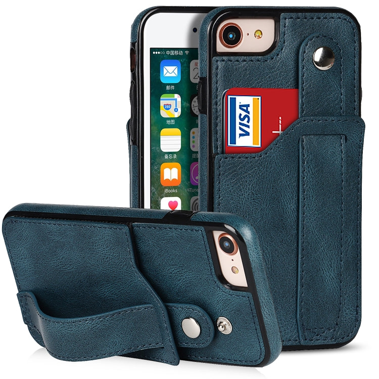 Crazy Horse Texture Shockproof TPU + PU Leather Case with Card Slot & Wrist Strap Holder, For iPhone XS Max, For  iPhone SE 2022 / SE 2020 / 7 / 8, For iPhone 7 Plus / 8 Plus