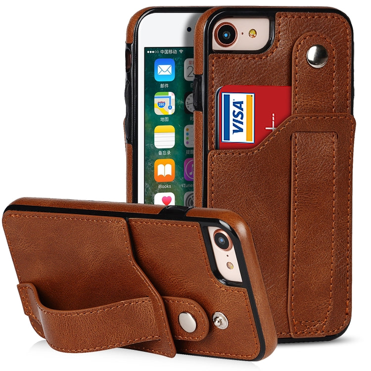 Crazy Horse Texture Shockproof TPU + PU Leather Case with Card Slot & Wrist Strap Holder, For iPhone XS Max, For  iPhone SE 2022 / SE 2020 / 7 / 8, For iPhone 7 Plus / 8 Plus