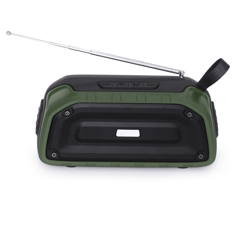 New Rixing NR-906FM TWS Waterproof Bluetooth Speaker Support Hands-free Call / FM with Handle & Antenna, NR-906FM (Emerald Green), NR-906FM (Black), NR-906FM (Red), NR-906FM (Army Green), NR-906FM (Dark Blue)