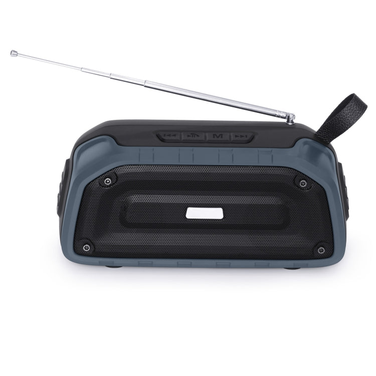 New Rixing NR-906FM TWS Waterproof Bluetooth Speaker Support Hands-free Call / FM with Handle & Antenna, NR-906FM (Emerald Green), NR-906FM (Black), NR-906FM (Red), NR-906FM (Army Green), NR-906FM (Dark Blue)