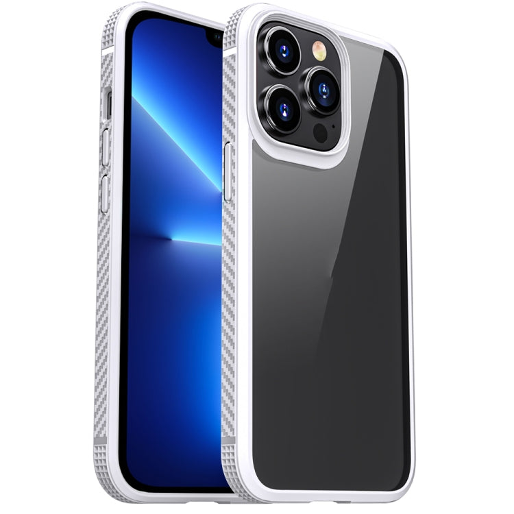 MG Series Carbon Fiber TPU + Clear PC Four-corner Airbag Shockproof Case, For iPhone 13 mini, For iPhone 13, For iPhone 13 Pro, For iPhone 13 Pro Max