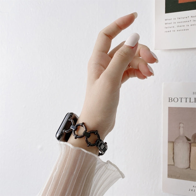 O-shaped Chain Metal Replacement Strap Watchband For Apple Watch Series, 7 41mm/6&SE&5&4 40mm/3&2&1 38mm, 7 45mm/6&SE&5&4 44mm/3&2&1 42mm