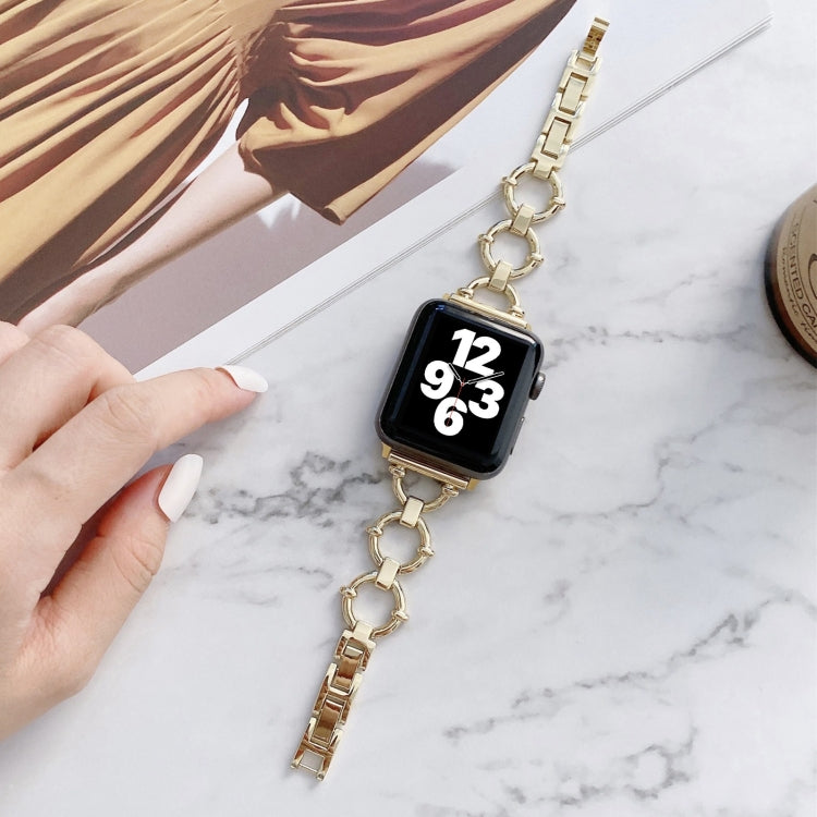 O-shaped Chain Metal Replacement Strap Watchband For Apple Watch Series, 7 41mm/6&SE&5&4 40mm/3&2&1 38mm, 7 45mm/6&SE&5&4 44mm/3&2&1 42mm