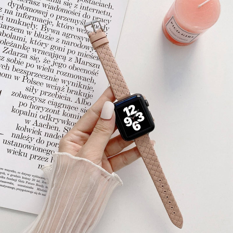 Checkered Leather Replacement Strap Watchband For Apple Watch Series, 7 41mm/6&SE&5&4 40mm/3&2&1 38mm, 7 45mm/6&SE&5&4 44mm/3&2&1 42mm