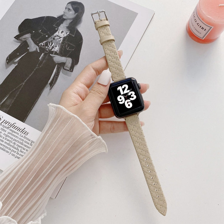 Checkered Leather Replacement Strap Watchband For Apple Watch Series, 7 41mm/6&SE&5&4 40mm/3&2&1 38mm, 7 45mm/6&SE&5&4 44mm/3&2&1 42mm