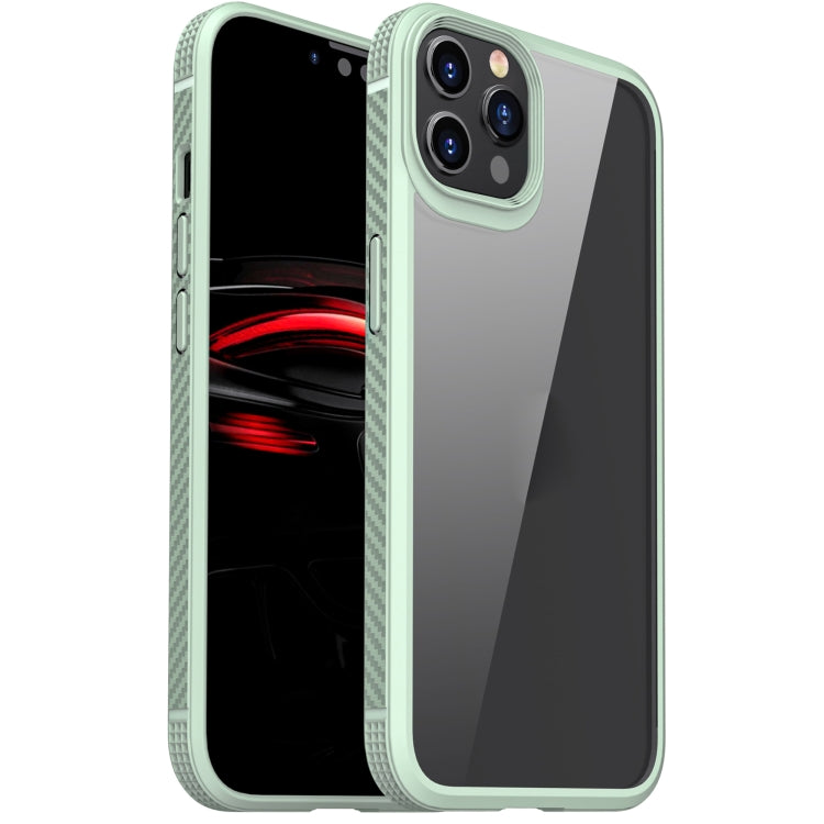 MG Series Carbon Fiber TPU + Clear PC Four-corner Airbag Shockproof Case, For iPhone 12 Pro Max, For iPhone 12 / 12 Pro, For iPhone 11 Pro, For iPhone 11 Pro Max