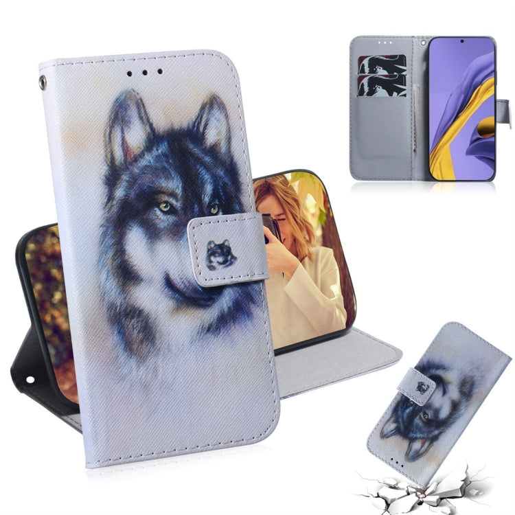 For Galaxy A51 Coloured Drawing Horizontal Flip Leather Case, with Holder & Card Slots & Wallet, White Wolf, Oil Owl, Tiger, Apricot Blossom, Pug, Lion, Wolf and Dog, Panda, Angry, Magnolia Flower