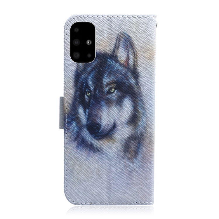 For Galaxy A51 Coloured Drawing Horizontal Flip Leather Case, with Holder & Card Slots & Wallet, White Wolf, Oil Owl, Tiger, Apricot Blossom, Pug, Lion, Wolf and Dog, Panda, Angry, Magnolia Flower