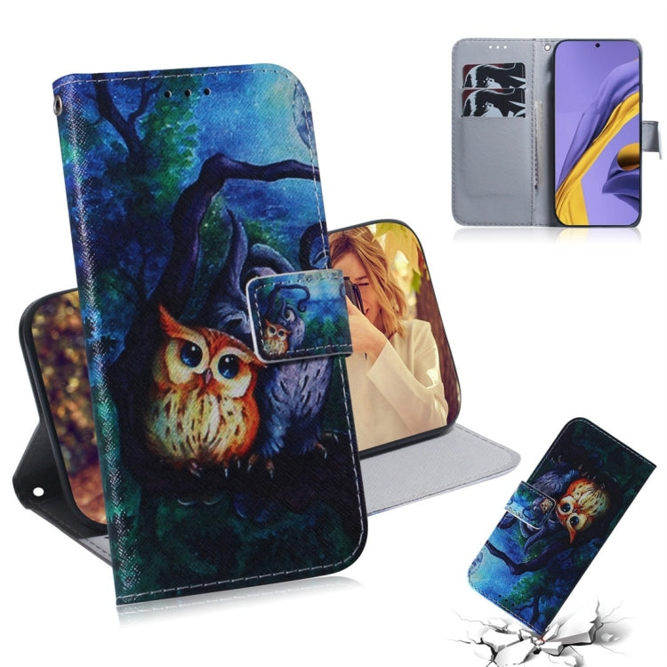 For Galaxy A51 Coloured Drawing Horizontal Flip Leather Case, with Holder & Card Slots & Wallet, White Wolf, Oil Owl, Tiger, Apricot Blossom, Pug, Lion, Wolf and Dog, Panda, Angry, Magnolia Flower