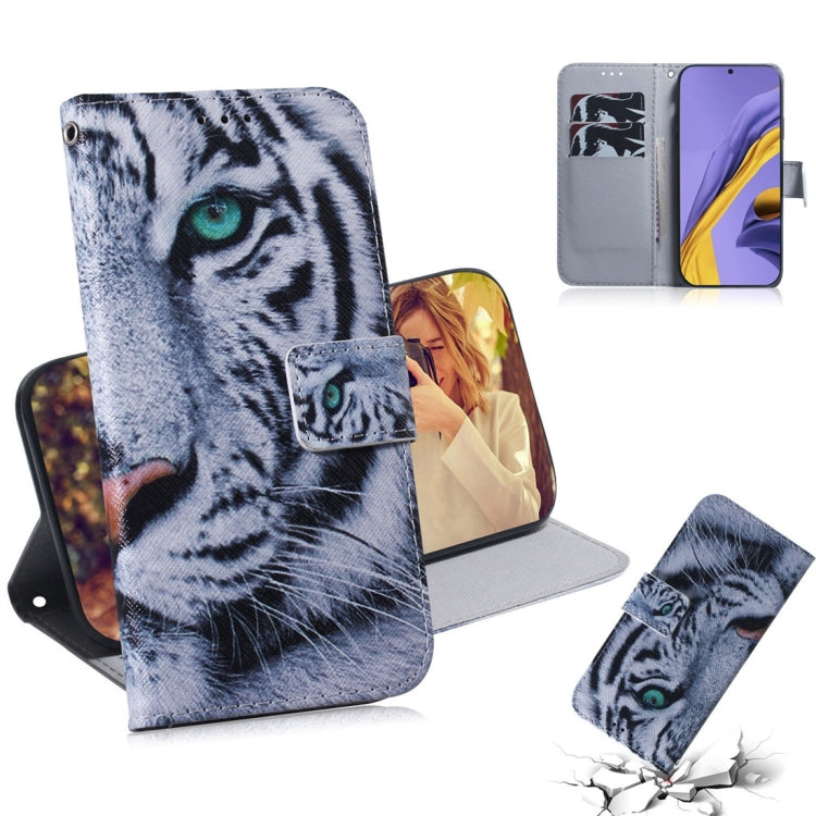For Galaxy A51 Coloured Drawing Horizontal Flip Leather Case, with Holder & Card Slots & Wallet, White Wolf, Oil Owl, Tiger, Apricot Blossom, Pug, Lion, Wolf and Dog, Panda, Angry, Magnolia Flower