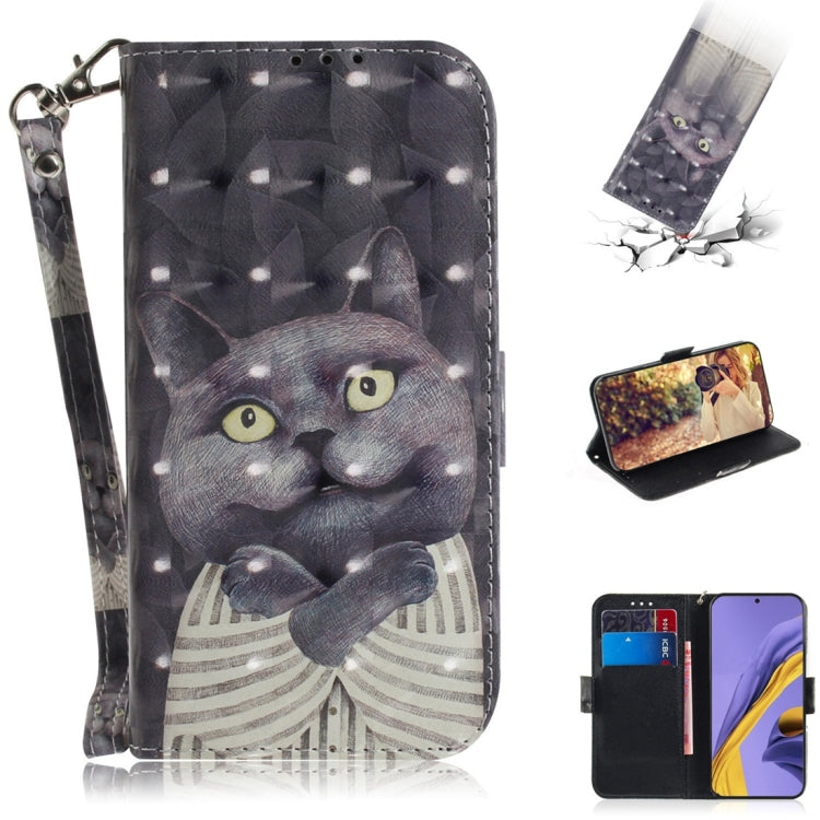 For Galaxy A51 3D Painting Pattern Coloured Drawing Horizontal Flip Leather Case with Holder & Card Slots & Wallet, Angry Bear, Hug Cat, Paecock, Zoo, Three Squirrels, Butterfly High Heel, Love Bear, Mognolia, Black White Cat, Cute Cat, Watercolor Flow...