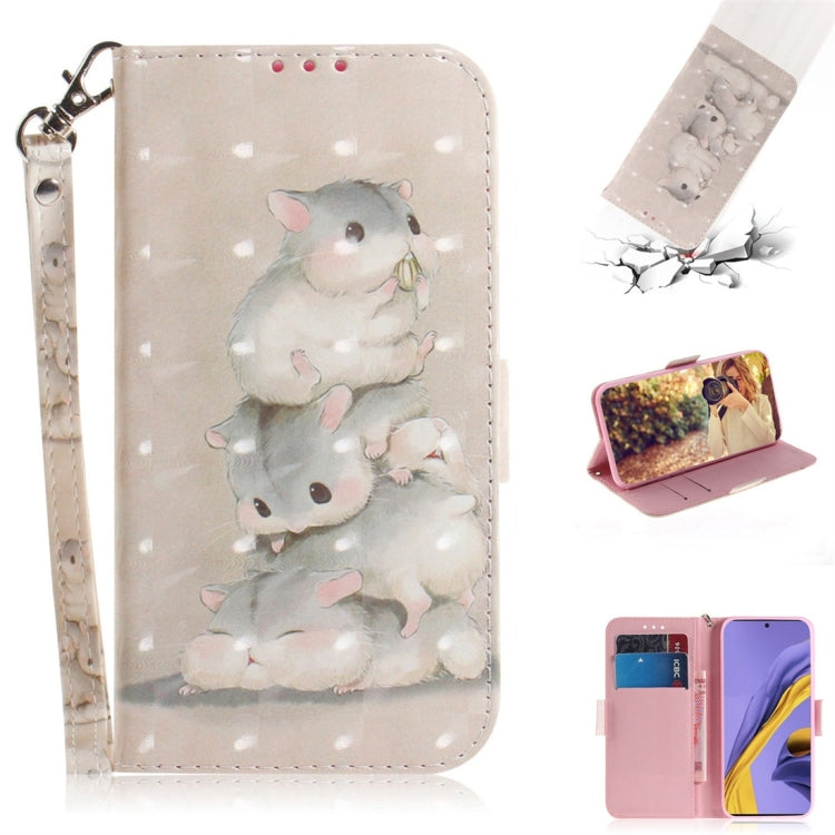 For Galaxy A51 3D Painting Pattern Coloured Drawing Horizontal Flip Leather Case with Holder & Card Slots & Wallet, Angry Bear, Hug Cat, Paecock, Zoo, Three Squirrels, Butterfly High Heel, Love Bear, Mognolia, Black White Cat, Cute Cat, Watercolor Flow...