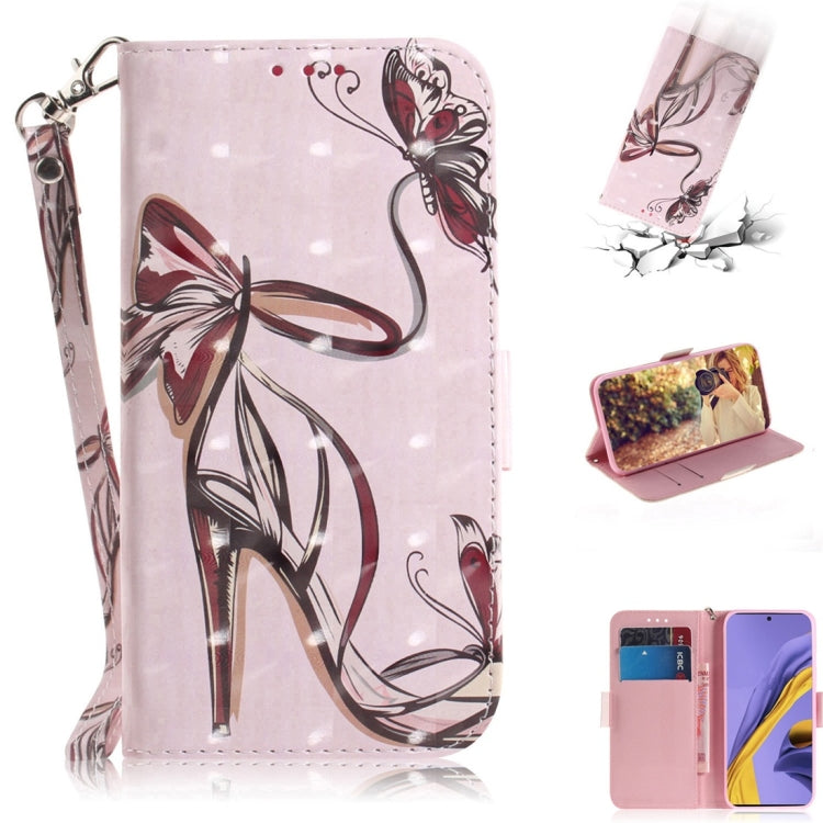 For Galaxy A51 3D Painting Pattern Coloured Drawing Horizontal Flip Leather Case with Holder & Card Slots & Wallet, Angry Bear, Hug Cat, Paecock, Zoo, Three Squirrels, Butterfly High Heel, Love Bear, Mognolia, Black White Cat, Cute Cat, Watercolor Flow...