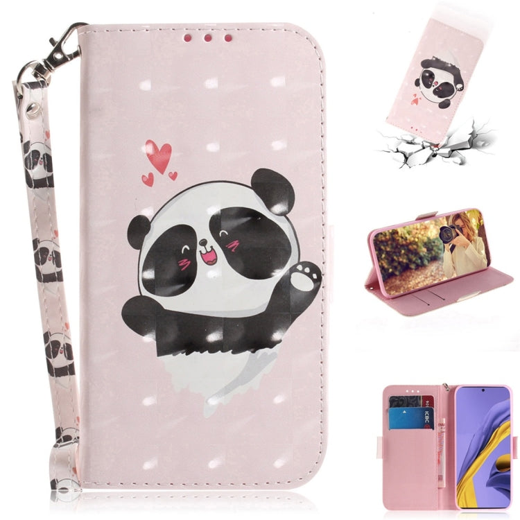 For Galaxy A51 3D Painting Pattern Coloured Drawing Horizontal Flip Leather Case with Holder & Card Slots & Wallet, Angry Bear, Hug Cat, Paecock, Zoo, Three Squirrels, Butterfly High Heel, Love Bear, Mognolia, Black White Cat, Cute Cat, Watercolor Flow...