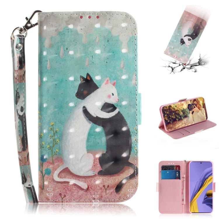 For Galaxy A51 3D Painting Pattern Coloured Drawing Horizontal Flip Leather Case with Holder & Card Slots & Wallet, Angry Bear, Hug Cat, Paecock, Zoo, Three Squirrels, Butterfly High Heel, Love Bear, Mognolia, Black White Cat, Cute Cat, Watercolor Flow...