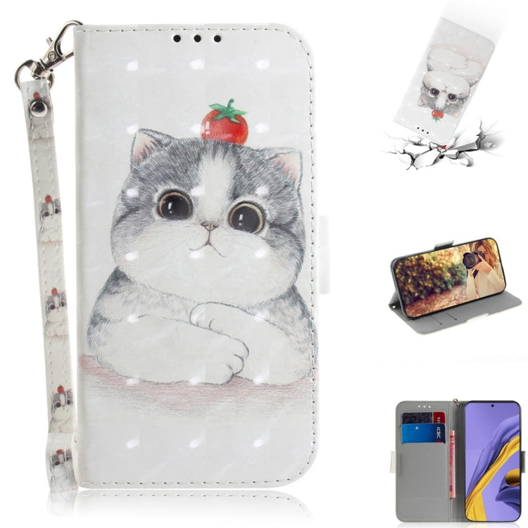 For Galaxy A51 3D Painting Pattern Coloured Drawing Horizontal Flip Leather Case with Holder & Card Slots & Wallet, Angry Bear, Hug Cat, Paecock, Zoo, Three Squirrels, Butterfly High Heel, Love Bear, Mognolia, Black White Cat, Cute Cat, Watercolor Flow...