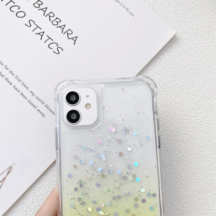 Gradient Glitter Powder Epoxy TPU Thickened Acrylic Shockproof Case with Wide Neck Lanyard, For iPhone 13 mini, For iPhone 13, For iPhone 13 Pro, For iPhone 13 Pro Max, For iPhone 12 mini, For iPhone 12 / 12 Pro, For iPhone 12 Pro Max, For iPhone 11