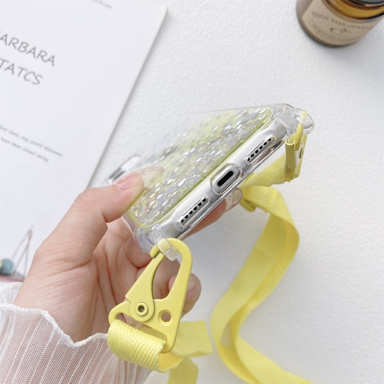 Gradient Glitter Powder Epoxy TPU Thickened Acrylic Shockproof Case with Wide Neck Lanyard, For iPhone 13 mini, For iPhone 13, For iPhone 13 Pro, For iPhone 13 Pro Max, For iPhone 12 mini, For iPhone 12 / 12 Pro, For iPhone 12 Pro Max, For iPhone 11