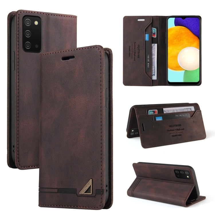 For Samsung Galaxy A03s 166mm Skin Feel Anti-theft Brush Horizontal Flip Leather Case with Holder & Card Slots & Wallet(Brown), For Samsung Galaxy A03s 166mm