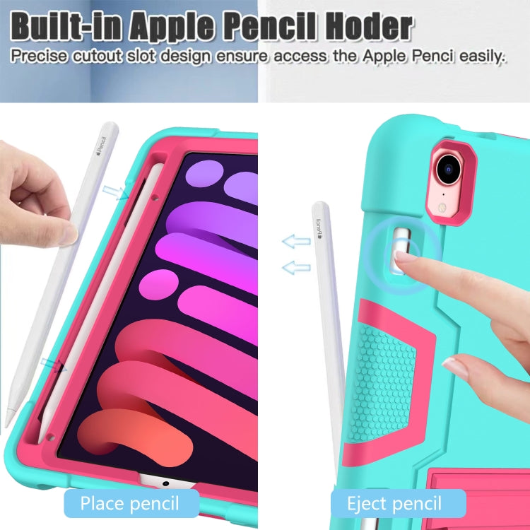 Coque de protection antichoc en silicone et PC avec support et emplacement pour stylet, motif robot contrasté, pour iPad mini 2024/mini 6