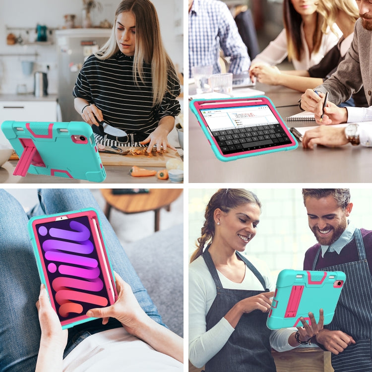 Coque de protection antichoc en silicone et PC avec support et emplacement pour stylet, motif robot contrasté, pour iPad mini 2024/mini 6