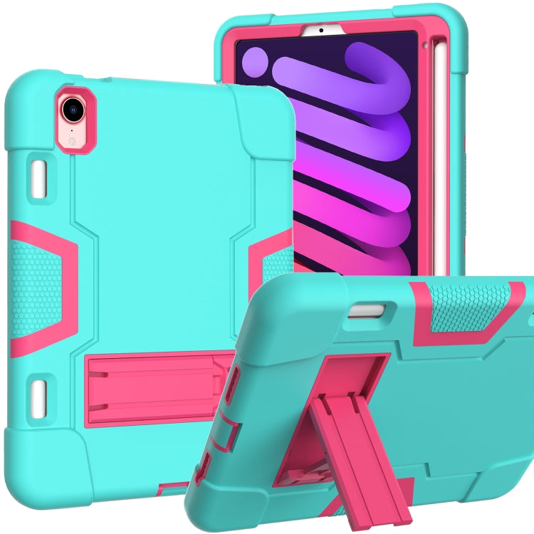 Coque de protection antichoc en silicone et PC avec support et emplacement pour stylet, motif robot contrasté, pour iPad mini 2024/mini 6