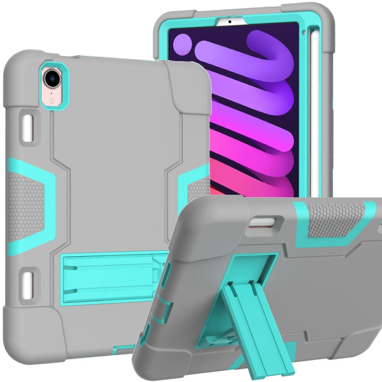 Coque de protection antichoc en silicone et PC avec support et emplacement pour stylet, motif robot contrasté, pour iPad mini 2024/mini 6