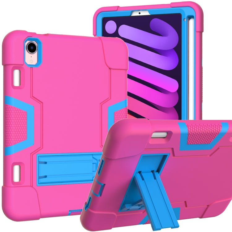 Coque de protection antichoc en silicone et PC avec support et emplacement pour stylet, motif robot contrasté, pour iPad mini 2024/mini 6