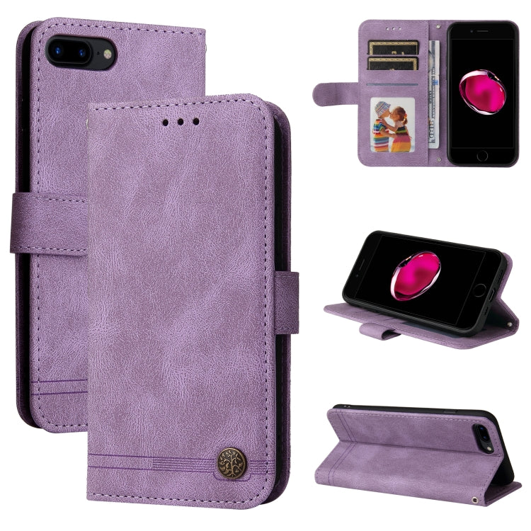 Skin Feel Life Tree Metal Button Horizontal Flip Leather Case with Holder & Card Slot & Wallet & Photo Frame & Strap, For iPhone 11 Pro, For iPhone 11 Pro Max, For iPhone SE 2022 / SE 2020 / 8 / 7, For iPhone 8 Plus / 7 Plus