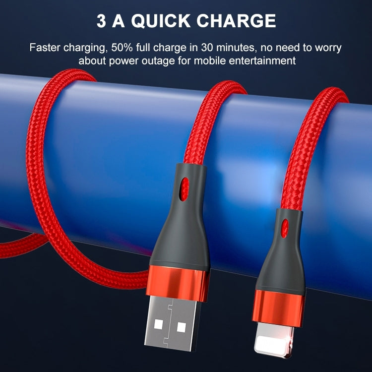 ADC-001 3A USB to 8 Pin Weave Fast Charging Data Cable, 1m 8 Pin