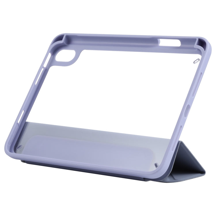 Deformation Transparent Acrylic Horizontal Flip PU Leather Case with Multi-folding Holder & Sleep / Wake-up Function & Pen Slot, For iPad mini 2024 / mini 6