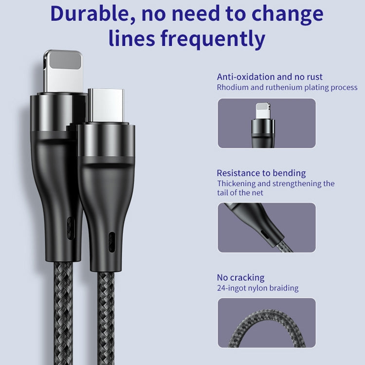 ADC-003 Type-C to 8 Pin PD Fast Charging Weave Data Cable, 1m