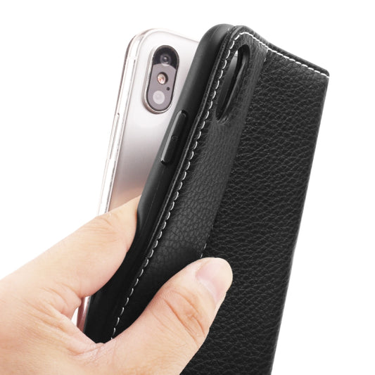 iPhone XS Max GEBEI protective case showing card slot design and flip closure