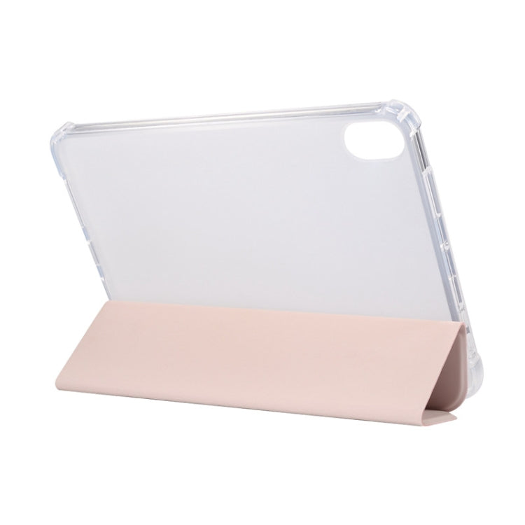 Voltage Skin Texture Transparent TPU Smart Leather Tablet Case with 3-Folding Holder & Pen Slot, For iPad mini 6 / mini 2024, For iPad mini 6