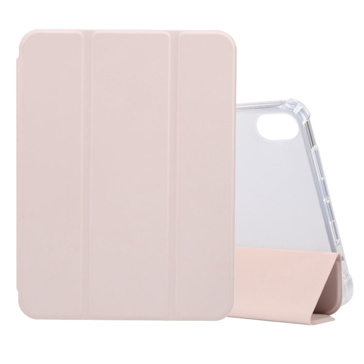 Voltage Skin Texture Transparent TPU Smart Leather Tablet Case with 3-Folding Holder & Pen Slot, For iPad mini 6 / mini 2024, For iPad mini 6