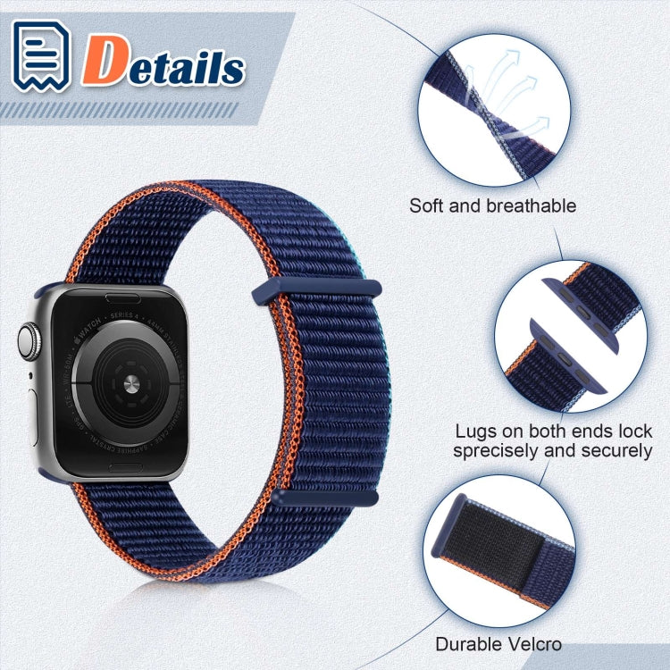 Hook and Loop Fastener Dual Section Replacement Watchband For Apple Watch Series, 7 45mm / 6&SE&5&4 44mm / 3&2&1 42mm