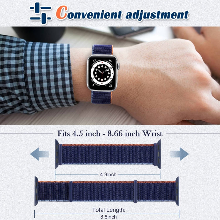 Hook and Loop Fastener Dual Section Replacement Watchband For Apple Watch Series, 7 45mm / 6&SE&5&4 44mm / 3&2&1 42mm