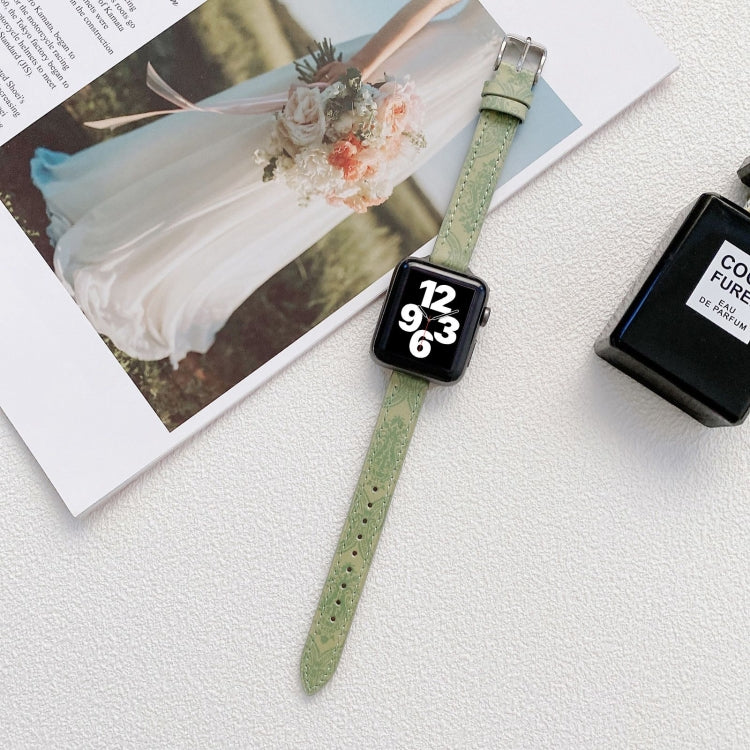 Small Slim Ethnic Leather Replacement Wrist Strap Watchband For Apple Watch Series, 7 41mm / 6&SE&5&4 40mm / 3&2&1 38mm, 7 45mm / 6&SE&5&4 44mm / 3&2&1 42mm