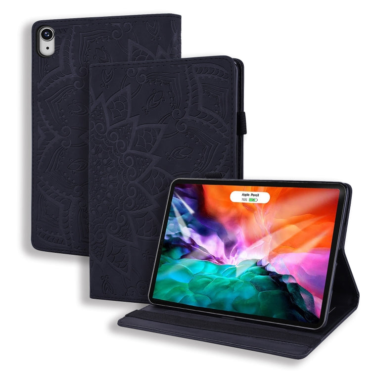Étui en cuir gaufré à double rabat, motif veau, avec support, emplacements pour cartes, emplacement pour stylo et bande élastique, pour iPad mini 2024/mini 6