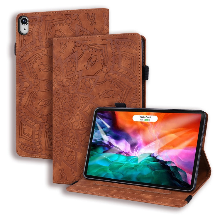 Étui en cuir gaufré à double rabat, motif veau, avec support, emplacements pour cartes, emplacement pour stylo et bande élastique, pour iPad mini 2024/mini 6