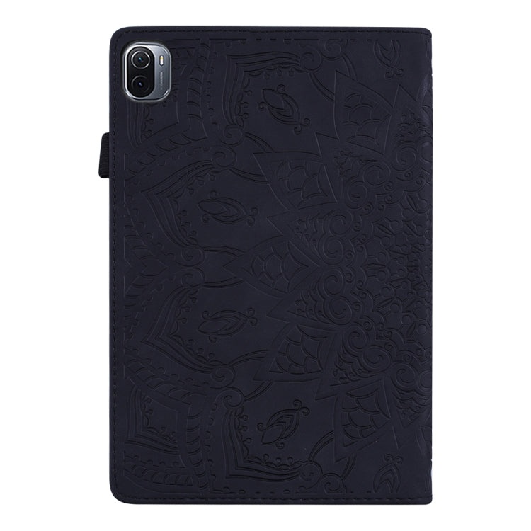 Calf Pattern Double Folding Design Embossed Leather Case with Holder & Card Slots & Pen Slot & Elastic Band, For Xiaomi Mi Pad 5 / 5 Pro