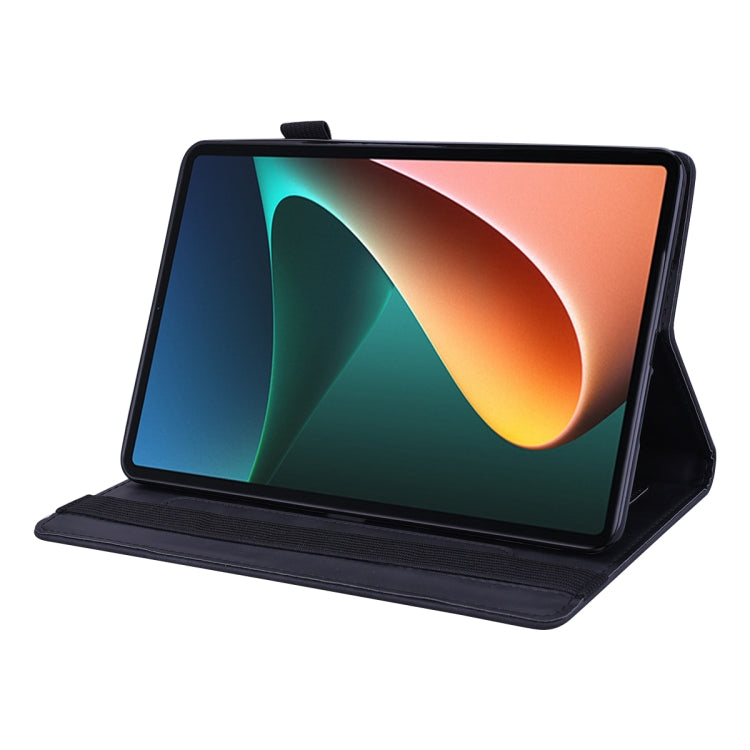 Calf Pattern Double Folding Design Embossed Leather Case with Holder & Card Slots & Pen Slot & Elastic Band, For Xiaomi Mi Pad 5 / 5 Pro