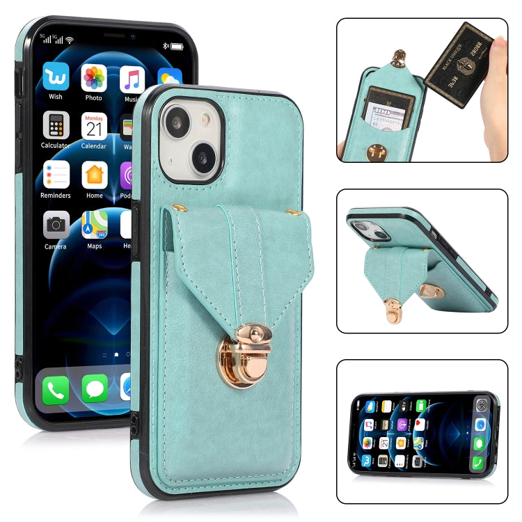 Fashion Buckle Protective Case with Holder & Card Slot & Wallet & Lanyard